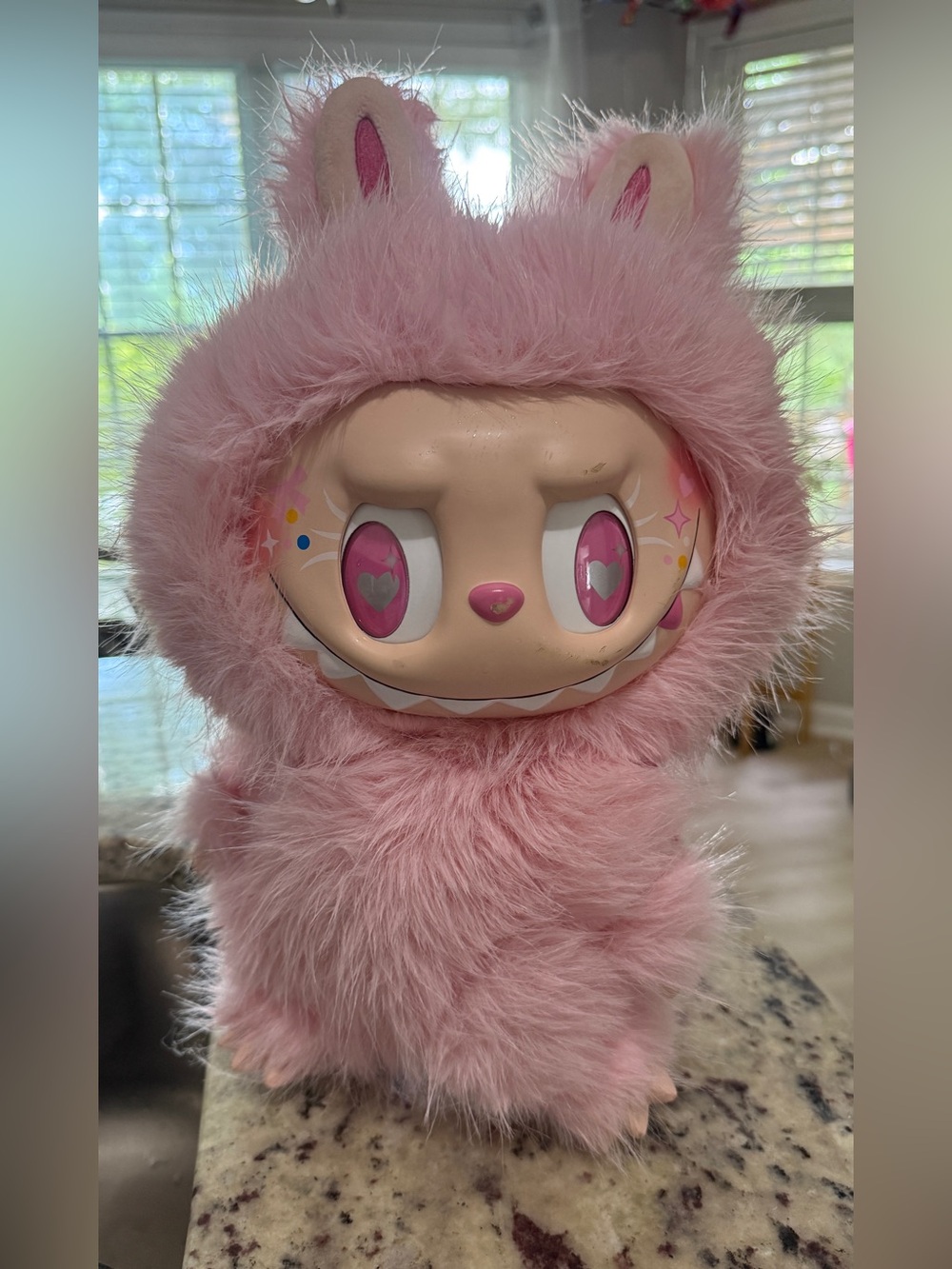 Labubu Pink Plush Monster Toy - Cute Furry Character